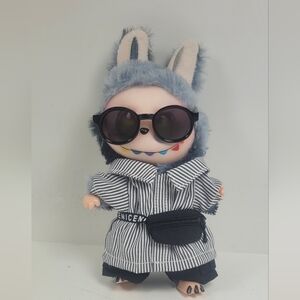 Labubu Striped Shirt, Cargo Pants, Sunglasses & Fanny Pack